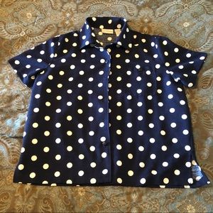 3 for $20 navy blue and white polka dot blouse